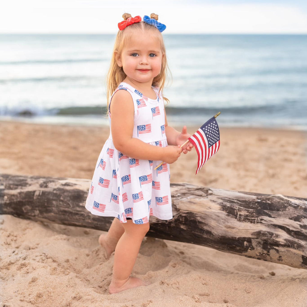 Flag Print Bamboo Peplum Top & Bike Shorts