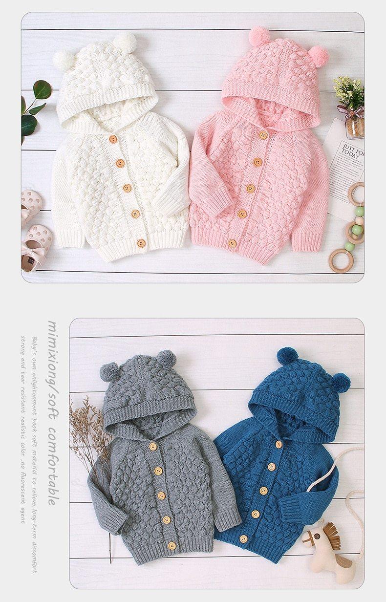 Autumn Infant Hooded Knitting Outwear coat / Jacket For Newborn Baby Boys GirlIn Modern New Elegant Design