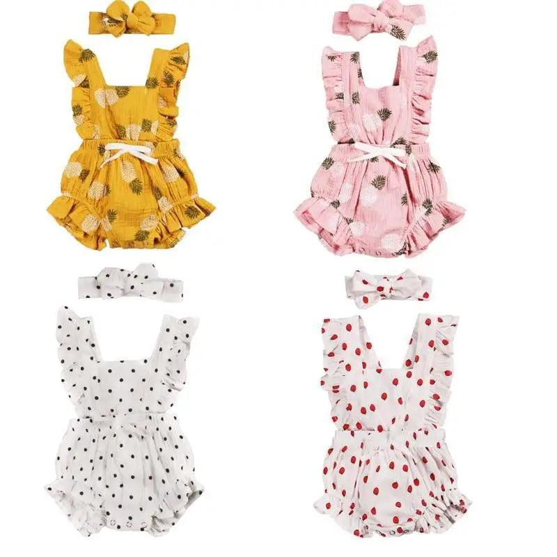 Baby Girl Ruffled Solid Color Sleeveless Backless Romper Jumpsuit Comfy Outfit Excellent Gift For Your Baby Girl