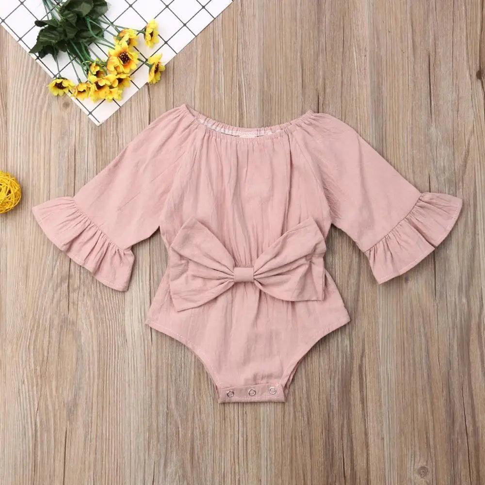 Baby Girl Ruffled Solid Color Sleeveless Backless Romper Jumpsuit Comfy Outfit Excellent Gift For Your Baby Girl