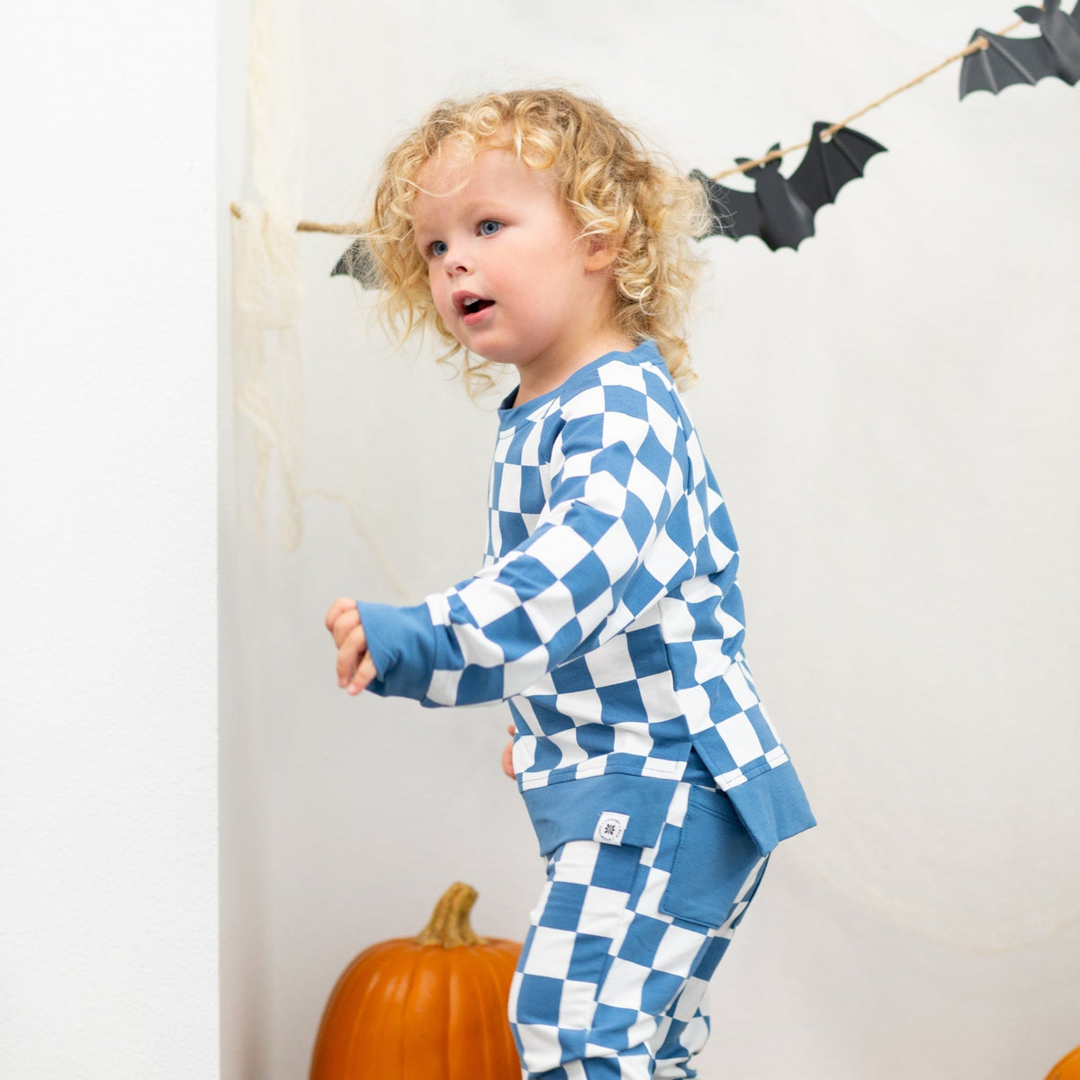 Checker Moody Blue Crew Neck Jogger Set
