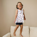 Flag Print Bamboo Peplum Top & Bike Shorts