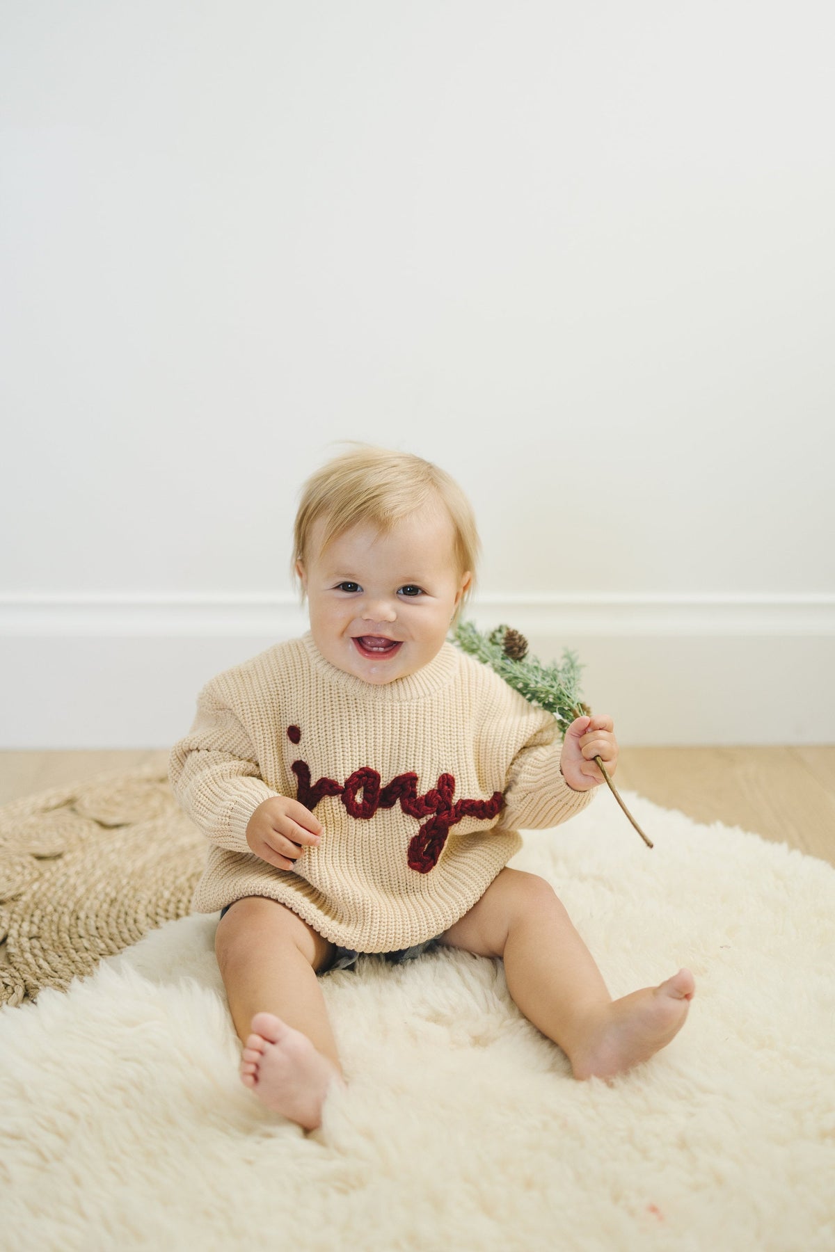 Joy Hand Embroidered Christmas Sweater - Infant Sizes