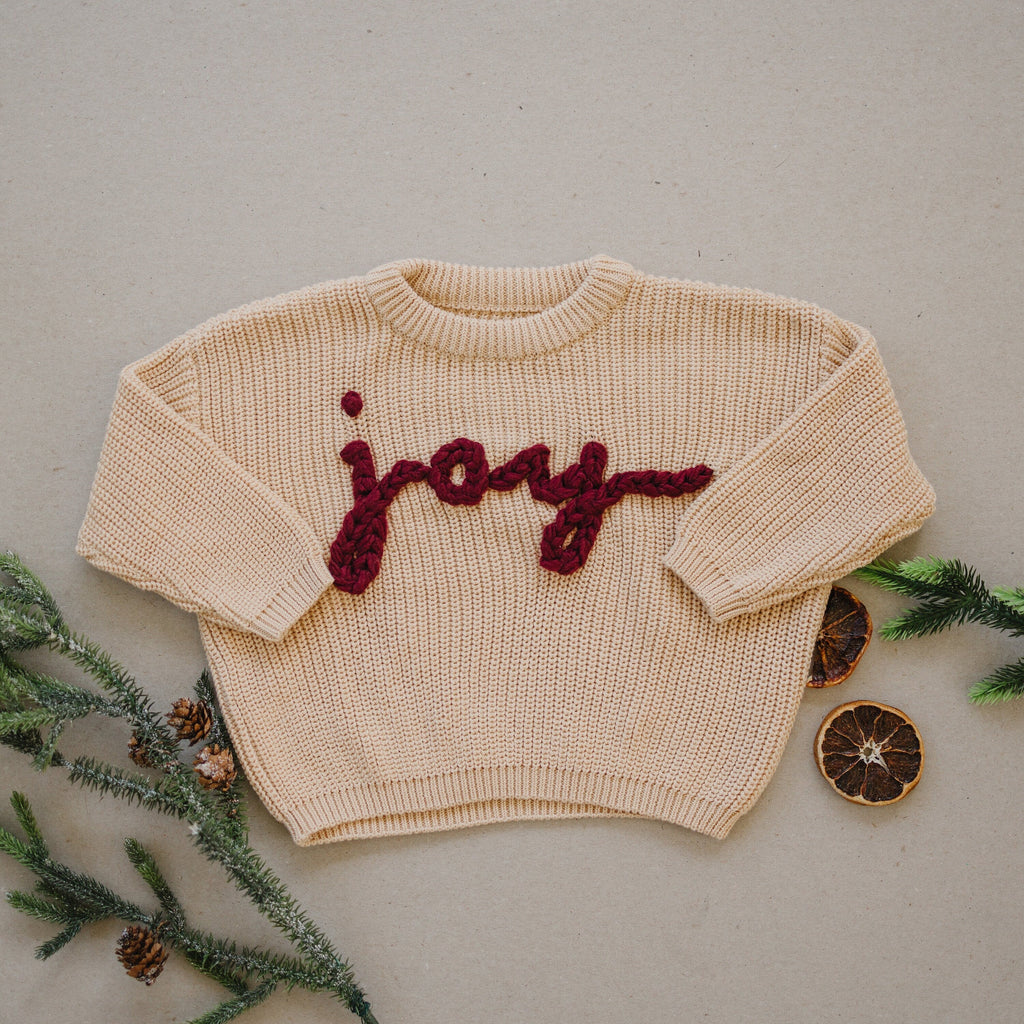 Joy Hand Embroidered Christmas Sweater - Infant Sizes